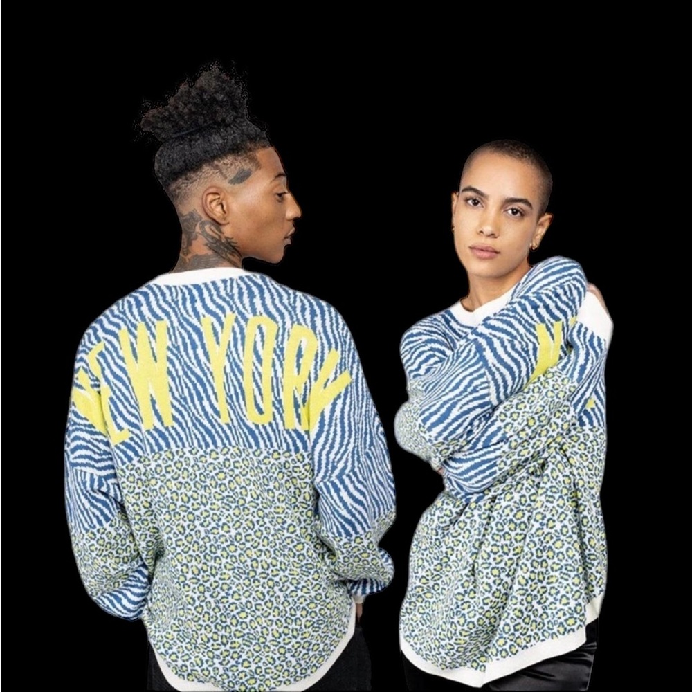 NWT SPIRIT JERSEY Sweater New York NYC Animal Print Oversized Unisex Streetwear